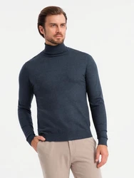 OMBRE Rollkragenpullover Herrenstrick Dunkelblau/Grau/Hellblau