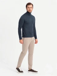 OMBRE Rollkragenpullover Herrenstrick Dunkelblau/Grau/Hellblau