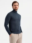 OMBRE Rollkragenpullover Herrenstrick Dunkelblau/Grau/Hellblau