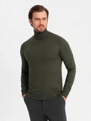 OMBRE Rollkragenpullover Herrenstrick Dunkelgrün/Khaki