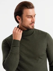 OMBRE Rollkragenpullover Herrenstrick Dunkelgrün/Khaki