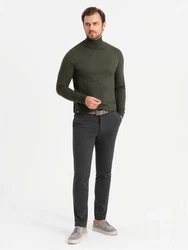 OMBRE Rollkragenpullover Herrenstrick Dunkelgrün/Khaki