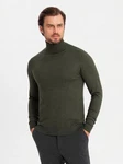 OMBRE Rollkragenpullover Herrenstrick Dunkelgrün/Khaki