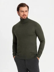 OMBRE Rollkragenpullover Herrenstrick Dunkelgrün/Khaki
