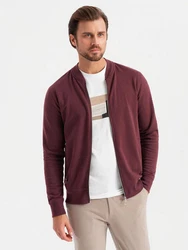 OMBRE Bomberjacke Baumwollsweatshirt für Männer Dunkelrot/Bordeaux