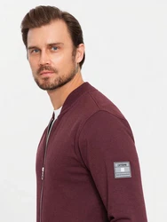 OMBRE Bomberjacke Baumwollsweatshirt für Männer Dunkelrot/Bordeaux