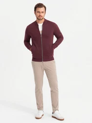 OMBRE Bomberjacke Baumwollsweatshirt für Männer Dunkelrot/Bordeaux