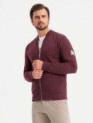 OMBRE Bomberjacke Baumwollsweatshirt für Männer Dunkelrot/Bordeaux