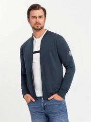 OMBRE Bomberjacke Baumwollsweatshirt für Männer Dunkelblau/Hellblau/Blau/Grau