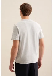 Seidensticker T-Shirt Rundhals Grau/Weiß/Khaki/Creme