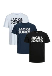 Jack & Jones T-Shirt 3er Pack Corp Dunkelblau/Schwarz/Hellblau
