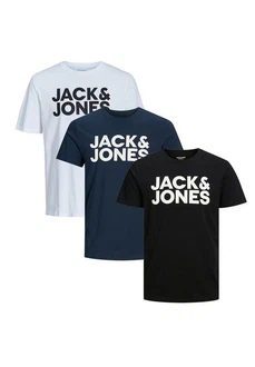 Jack & Jones T-Shirt 3er Pack Corp Dunkelblau/Schwarz/Hellblau