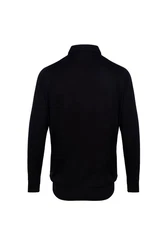Silk and Cashmere Poloshirt Herren Langarm-Poloshirt Dunkelblau/Schwarz