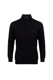 Poloshirt Herren Langarm-Poloshirt, 85 % Seide, 15 % Kaschmir, luxuris, S-2XL