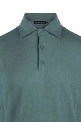 Silk and Cashmere Poloshirt Herren Langarm-Poloshirt Dunkelgrün/Grün