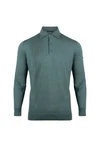 Silk and Cashmere Poloshirt Herren Langarm-Poloshirt Dunkelgrün/Grün