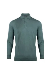 Silk and Cashmere Poloshirt Herren Langarm-Poloshirt Dunkelgrün/Grün