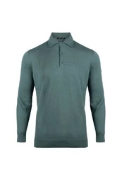 Poloshirt Herren Langarm-Poloshirt, 85 % Seide, 15 % Kaschmir, luxuris, S-2XL