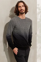 Silk and Cashmere Herrenpullover Grau/Dunkelgrau/Blau/Orange