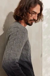 Silk and Cashmere Herrenpullover Grau/Dunkelgrau/Blau/Orange