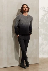 Silk and Cashmere Herrenpullover Grau/Dunkelgrau/Blau/Orange