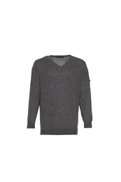 Sweater Italienischer Herrenpullover mit V-Ausschnitt aus reinem, S bis 2XL