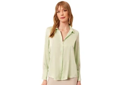 Silk and Cashmere Businesshemd Langarmshirt für Damen Hellgrün/Khaki/Grün