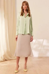 Silk and Cashmere Businesshemd Langarmshirt für Damen Hellgrün/Khaki/Grün