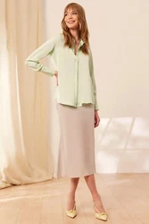 Silk and Cashmere Businesshemd Langarmshirt für Damen Hellgrün/Khaki/Grün