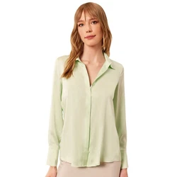 Silk and Cashmere Businesshemd Langarmshirt für Damen Hellgrün/Khaki/Grün