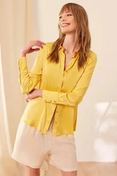 Silk and Cashmere Businesshemd Langarmshirt für Damen Gelb/Braun