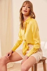 Silk and Cashmere Businesshemd Langarmshirt für Damen Gelb/Braun