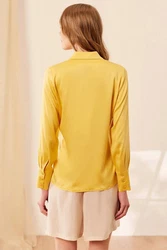 Silk and Cashmere Businesshemd Langarmshirt für Damen Gelb/Braun
