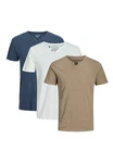 Jack & Jones T-Shirt 3er Pack Split Hellblau/Khaki/Blau/Beige/Grau