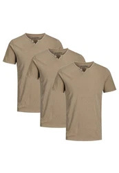 Jack & Jones T-Shirt 3er Pack Split Braun/Khaki/Beige