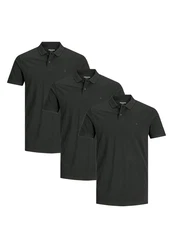 Jack & Jones Poloshirt 3er Pack Basic Grau/Dunkelgrau/Dunkelgrün/Grün