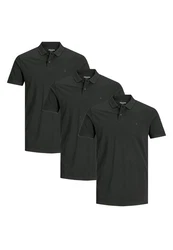 Jack & Jones Poloshirt 3er Pack Basic Grau/Dunkelgrau/Dunkelgrün/Grün
