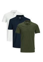 Jack & Jones Poloshirt 3er Pack Basic Dunkelblau/Dunkelgrün/Grün