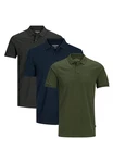 Jack & Jones Poloshirt 3er Pack Basic Dunkelgrün/Grün/Dunkelblau