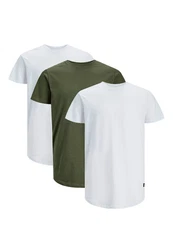 Jack & Jones T-Shirt 3er Pack Noa Dunkelgrün/Weiß/Grün