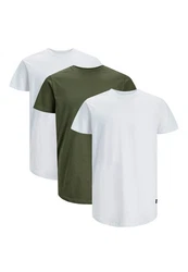 Jack & Jones T-Shirt 3er Pack Noa Dunkelgrün/Weiß/Grün