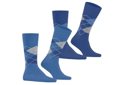 Burlington Kurzsocken Herren Socken 2er Pack Argyle Clip Dunkelblau/Blau
