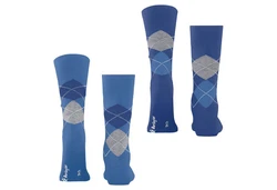 Burlington Kurzsocken Herren Socken 2er Pack Argyle Clip Blau/Hellblau/Dunkelblau