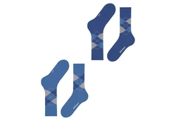 Burlington Kurzsocken Herren Socken 2er Pack Argyle Clip Blau/Hellblau/Dunkelblau