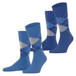 Burlington Kurzsocken Herren Socken 2er Pack Argyle Clip Blau/Hellblau/Dunkelblau