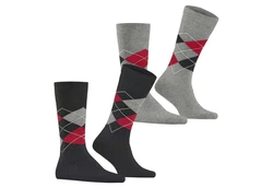 Burlington Kurzsocken Herren Socken 2er Pack Argyle Clip Dunkelgrau/Grau/Schwarz/Mischfarben/Dunkelblau