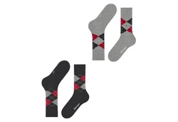 Burlington Kurzsocken Herren Socken 2er Pack Argyle Clip Dunkelgrau/Grau/Schwarz/Mischfarben/Dunkelblau