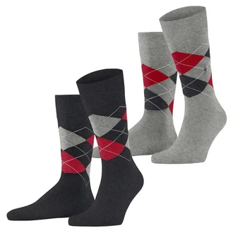 Burlington Kurzsocken Herren Socken 2er Pack Argyle Clip