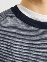 Jack & Jones Strickpullover JJBRADY KNIT CREW NECK Dunkelblau/Grau/Dunkelgrau