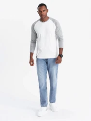 OMBRE Langarmshirt mit kontrastierenden Raglanärmeln Schwarz/Weiß/Grau/Creme